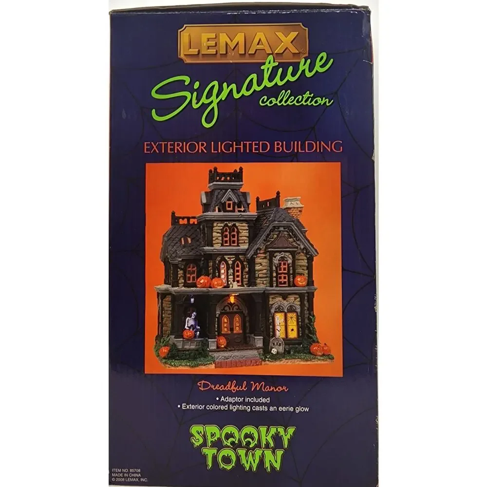 Vintage Dreadful Manor 85708 Lighted Lemax Spooky town Halloween Village Retired
